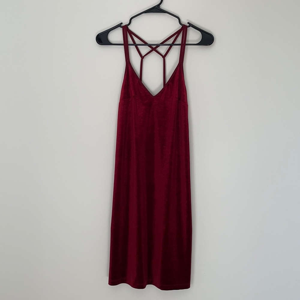 Topshop Red Velvet Slip Dress